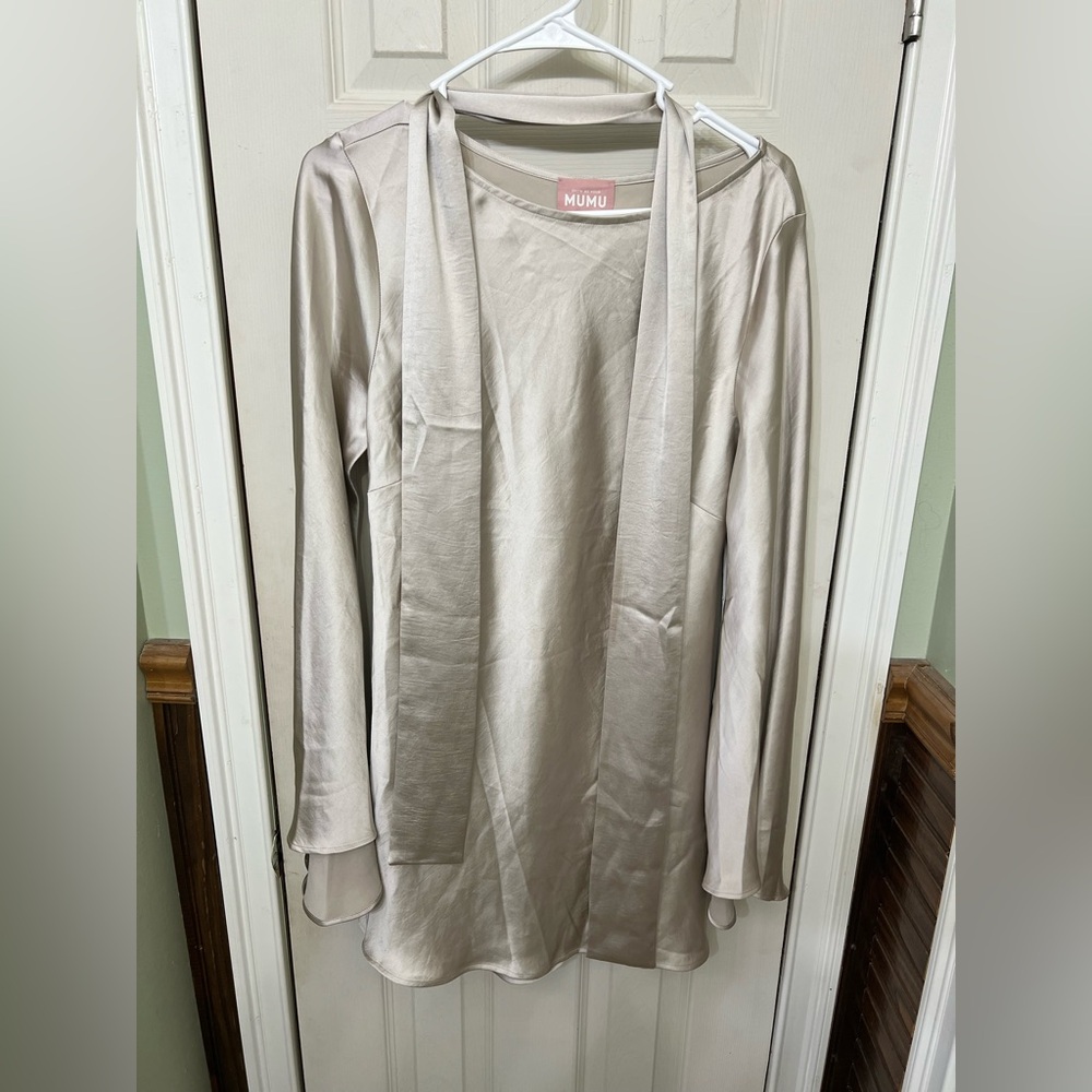Show me your Mumu Beige Long Sleeve Dress with belt